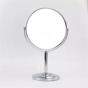 Chrome Tabletop Rotation Makeup Mirror, 1X and 2X Magnification Cosmetic Mirror, Removable Standing Hd Shaving Mirror, Exhibit Beauty Mirror for Countertop,A,3 Inch