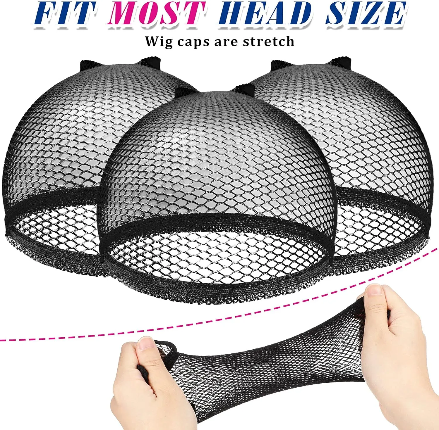 Chuangdi 50 Pcs Mesh Net Stocking Wig Cap Stretchy Nylon Liner Weaving Close End Fishnet Wig Cap for Women Men