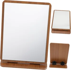 Ciieeo En Vanity Mirrors Makeup Mirror Wooden Frame Swivel Desk Mirror Aesthetic Bathroom Tabletop Decor for Ladies
