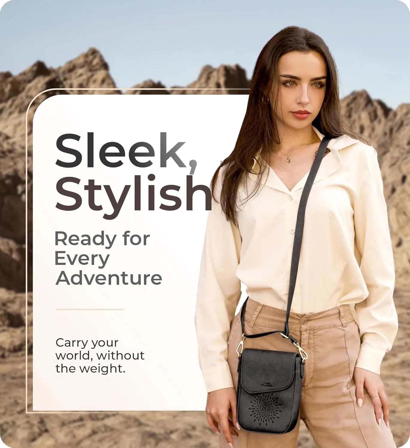 Claasico Crossbody Bag for Women, RFID Phone Purse, Card Slots Coin Pocket w/strap, Phone Holder PU Leather Crossbody Purse