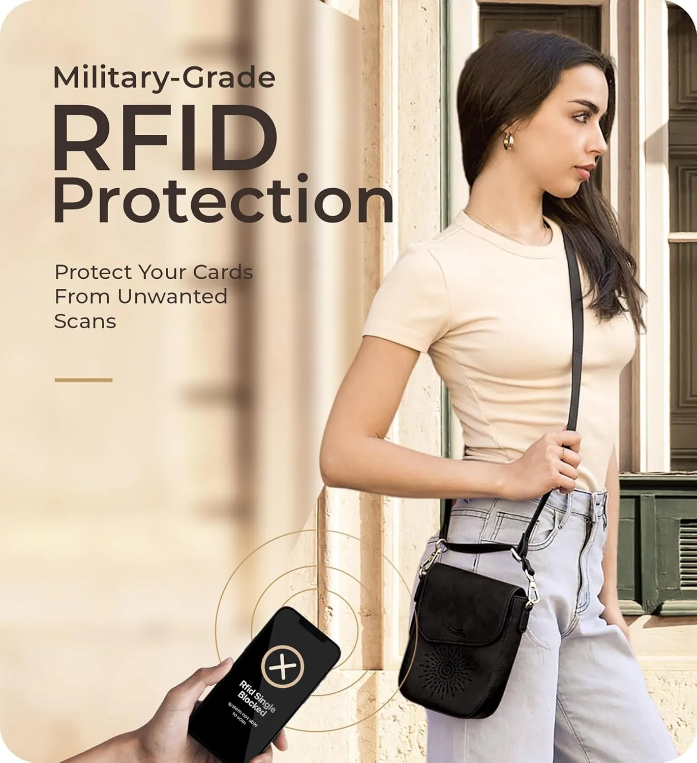 Claasico Crossbody Bag for Women, RFID Phone Purse, Card Slots Coin Pocket w/strap, Phone Holder PU Leather Crossbody Purse