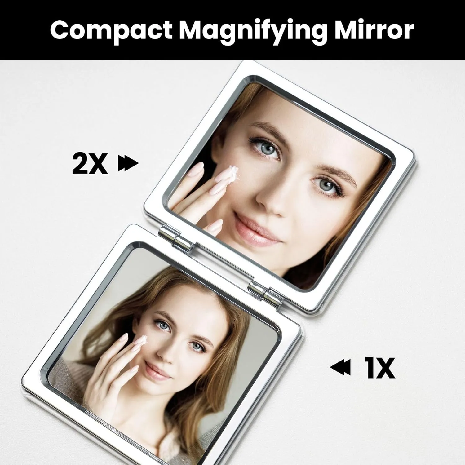 Coffee Beans Printed Square Pocket Makeup Mirror with 1X/2X Magnification, Portable Mini Travel Makeup Mirror for Travel Daily Work Beauty