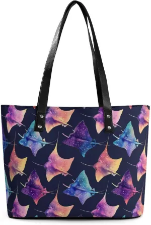 Colorful Stingray Purse for Women Casual Tote Bags Purses Ladies Top Handle Shoulder Handbag for Work Travel