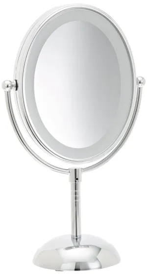 Conair Lighted Makeup Mirror, LED Vanity Mirror, 1X/7X Magnifying Mirror, Double Sided, Battery Operated in Polished Chrome