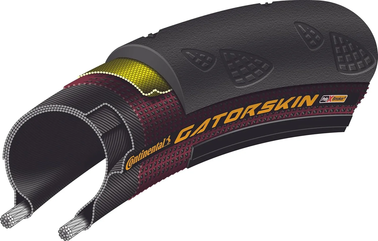 Continental Gatorskin Wire Bead Bicycle Tire - Clincher, Black, PolyX Breaker, 26", 27", 650 or 700 Sizes
