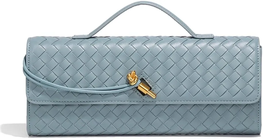 Covelin Women's Handmade Woven Evening Bag Leather Shoulder Clutch Handbag Fashion Crossbody Purse
