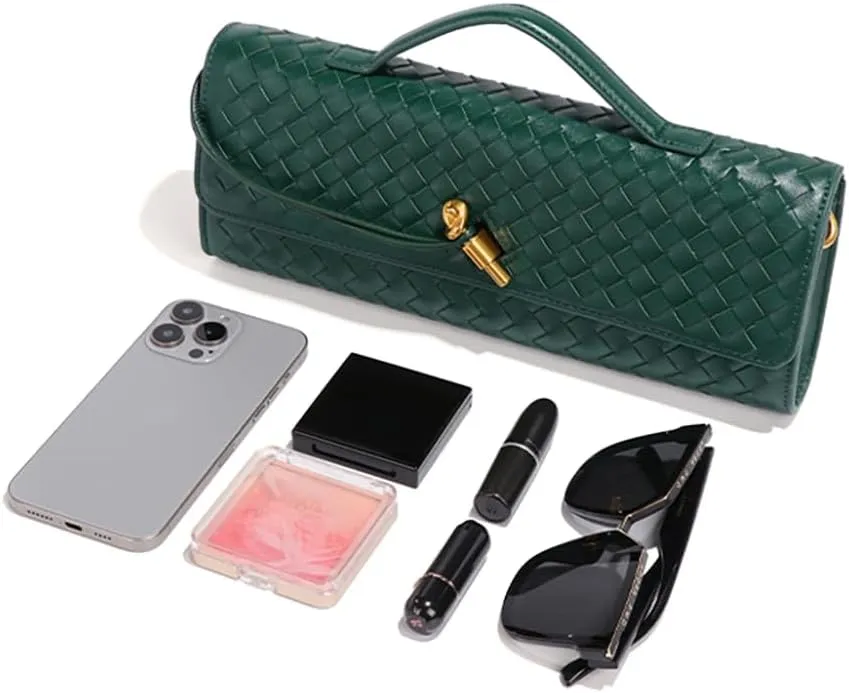 Covelin Women's Handmade Woven Evening Bag Leather Shoulder Clutch Handbag Fashion Crossbody Purse