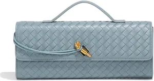 Covelin Women's Handmade Woven Evening Bag Leather Shoulder Clutch Handbag Fashion Crossbody Purse