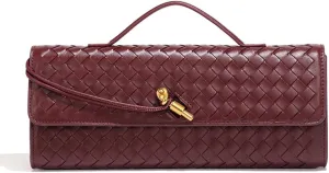 Covelin Women's Handmade Woven Evening Bag Leather Shoulder Clutch Handbag Fashion Crossbody Purse