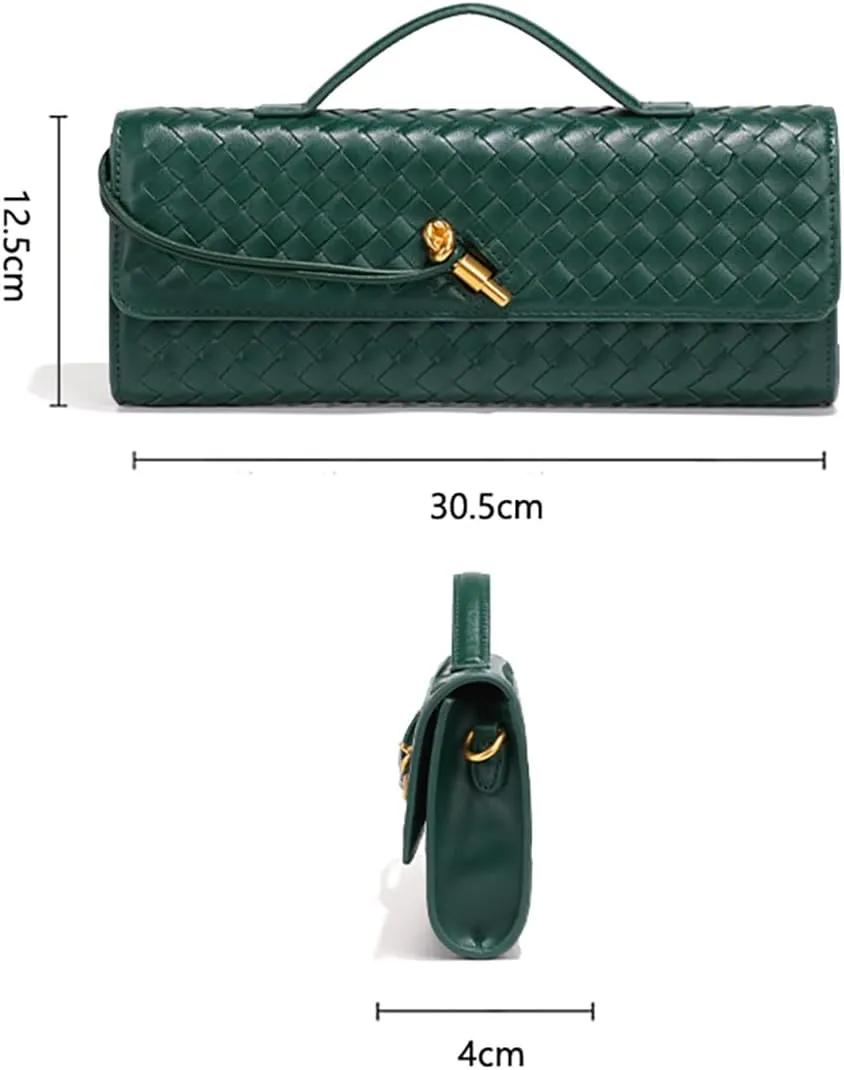 Covelin Women's Handmade Woven Evening Bag Leather Shoulder Clutch Handbag Fashion Crossbody Purse