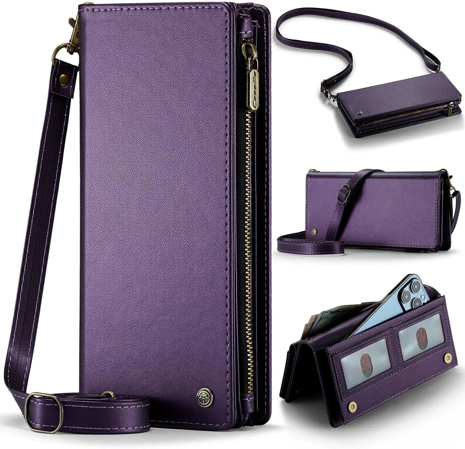 COVO Small Crossbody Bags for Women - RFID Blocking Clutch, Cell Phone Purse, Phone Purses with Crossbody Strap, Fits 6.1-6.7 Inch Phones, PU Leather Magnetic Strap - for Women and Men-PURPLE