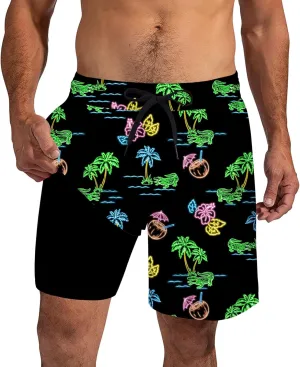 Cozople Mens Swim Trunks 7Inch with Compression Liner Quick Dry Swimsuit Swim Shorts Phone Pocket Swimwear