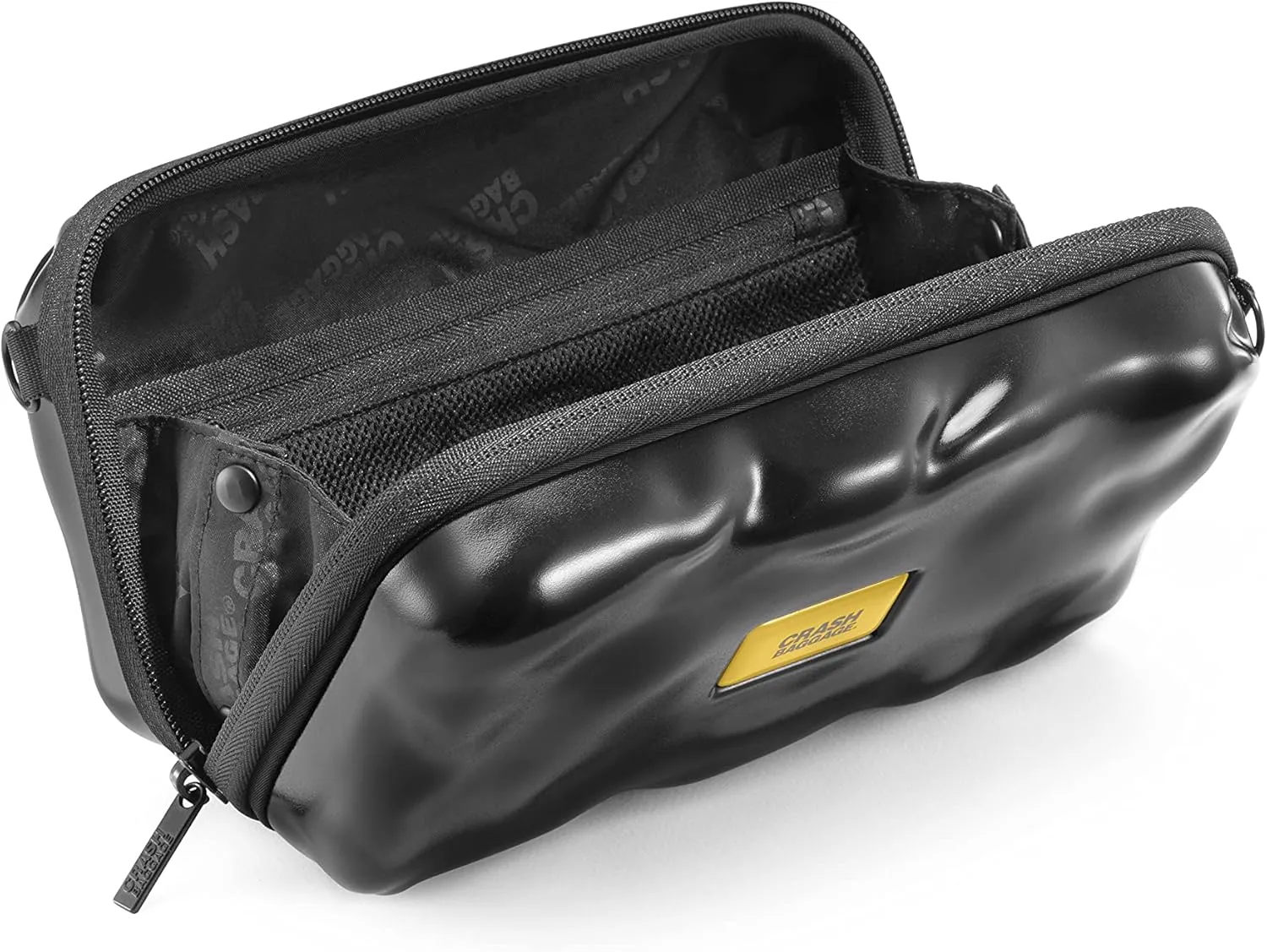 CRASH BAGGAGE Mini Icon Bag - Hardshell Travel Crossbody, Clutch & Sling Bag with Removable Shoulder Strap, Polycarbonate Case, Secure Interior Pocket - Super Black