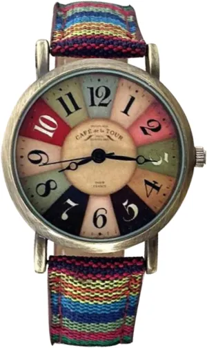 Creative Multicolor Watch for Women Woven Strap Fashion Rainbow Pattern Women's Watches Boho Hippie Watch Casual Style Wonderful Ladies Gift