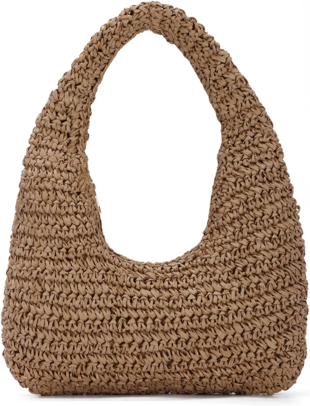 Crescent Straw Purse for Women Summer Beach Raffia Hobo Handbag Woven Tote 2025