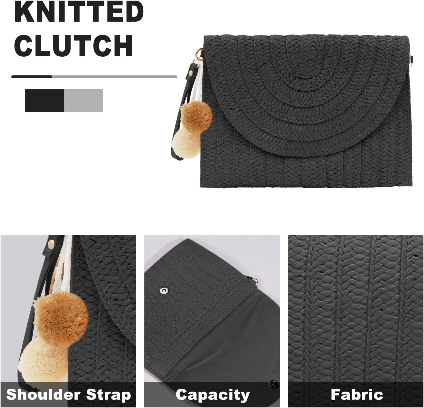Crossbody Bags for Women, Straw Clutch Purses, Bohemian Handmade Woven Envelope Package