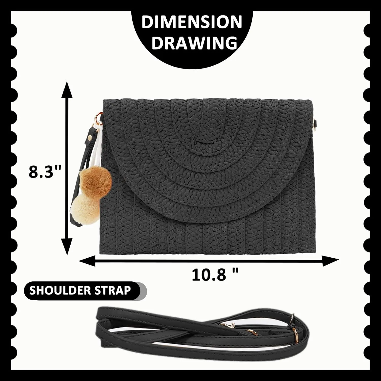 Crossbody Bags for Women, Straw Clutch Purses, Bohemian Handmade Woven Envelope Package