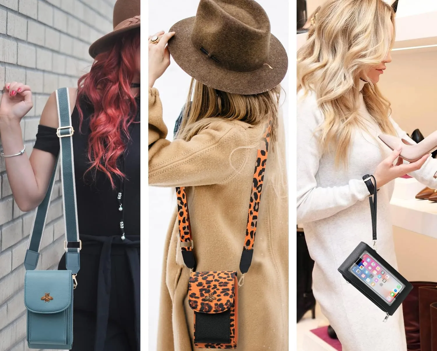 CrossBody Bags with Touchscreen Cell Phone Purse Window Zipper Pocket,RFID Blocking Card Holder iPhone bag for Women