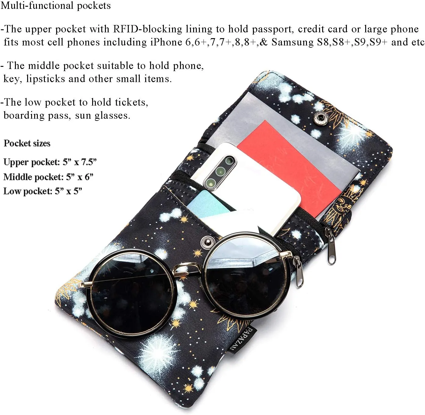 Crossbody Phone Bag Purse RFID Blocking Passport Travel Neck Wallet for Women