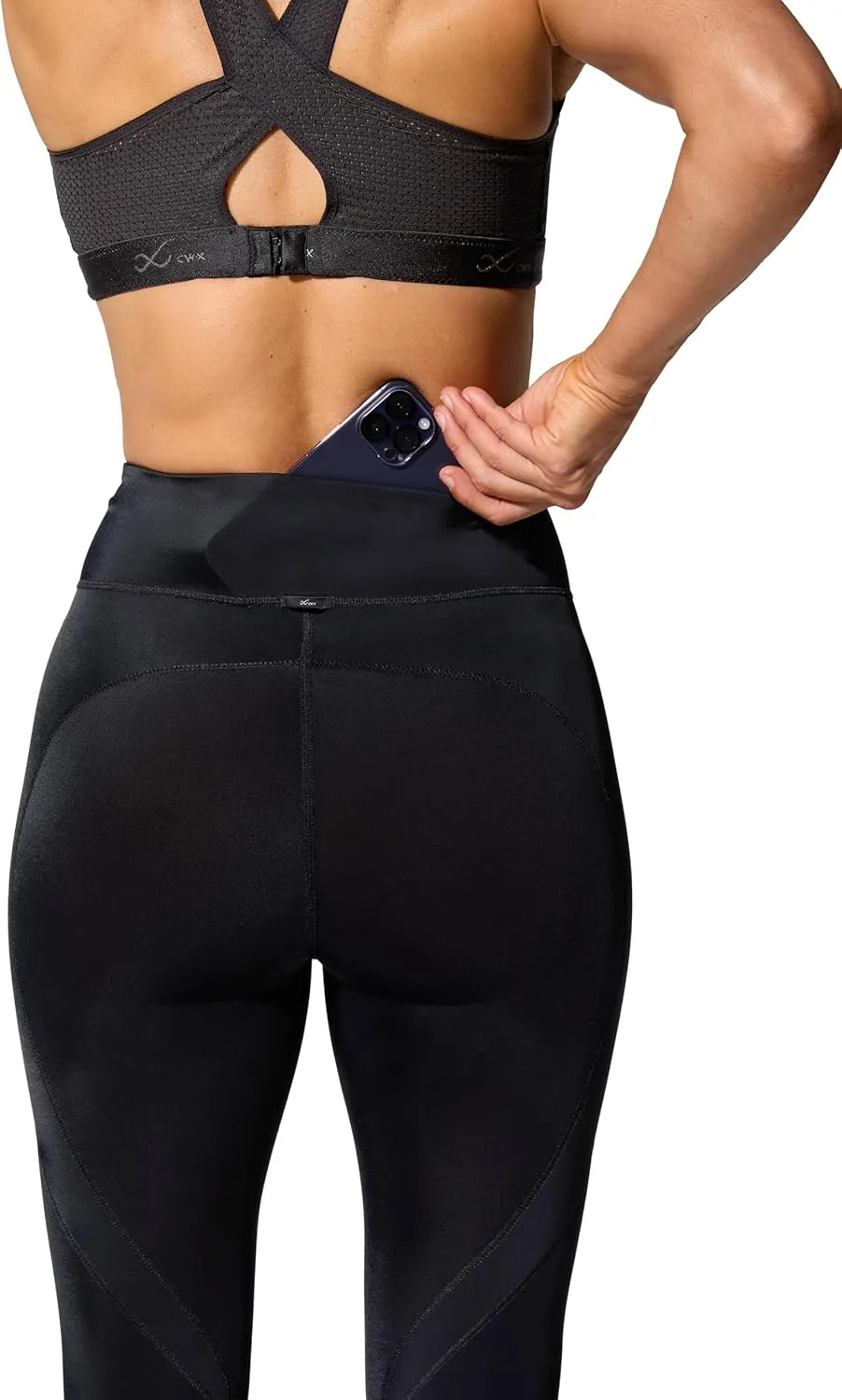 CW-X Women's Stabilyx 3.0 Joint Support 3/4 Capri Compression Tight, High-Rise Leggings with Back Phone Pocket for Running