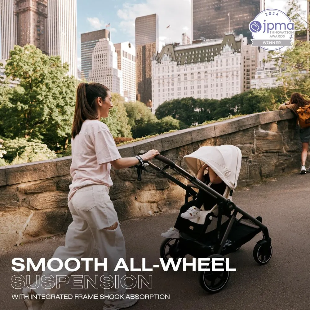 Cybex e-Gazelle S Electronic Assist Stroller – Gazelle S Single-to-Double Electric Stroller, Smart Assist, Rocking Mode, 20  Configurations & Compact Fold, Moon Black with Black Frame