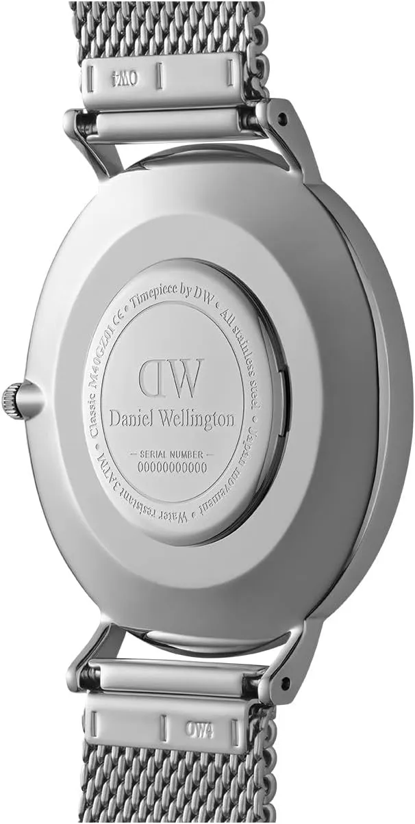 Daniel Wellington Classic Men’s Watch - 40mm Case, Japanese Quartz Movement, Mesh Stainless Steel or Leather Strap, Water Resistant, Analog Watch for Men
