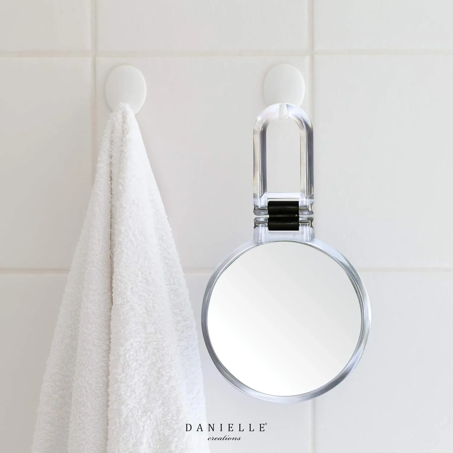 Danielle Creations 5.5-Inch Folding 2-Sided Hand Mirror, 10x Magnification, Acrylic