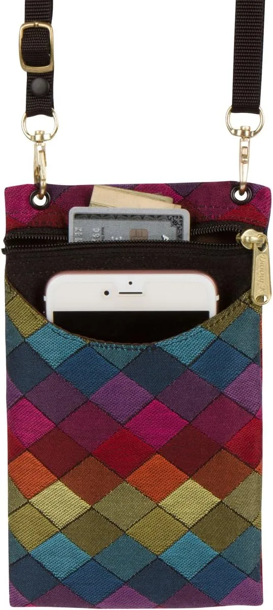 Danny K. Women's Tapestry Crossbody Cell Phone or Passport Purse, Handmade in USA