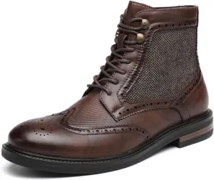 DECARSDZ Men's Fashion Lace-up Dress Casual Chukka Boots for Men Zipper Boot