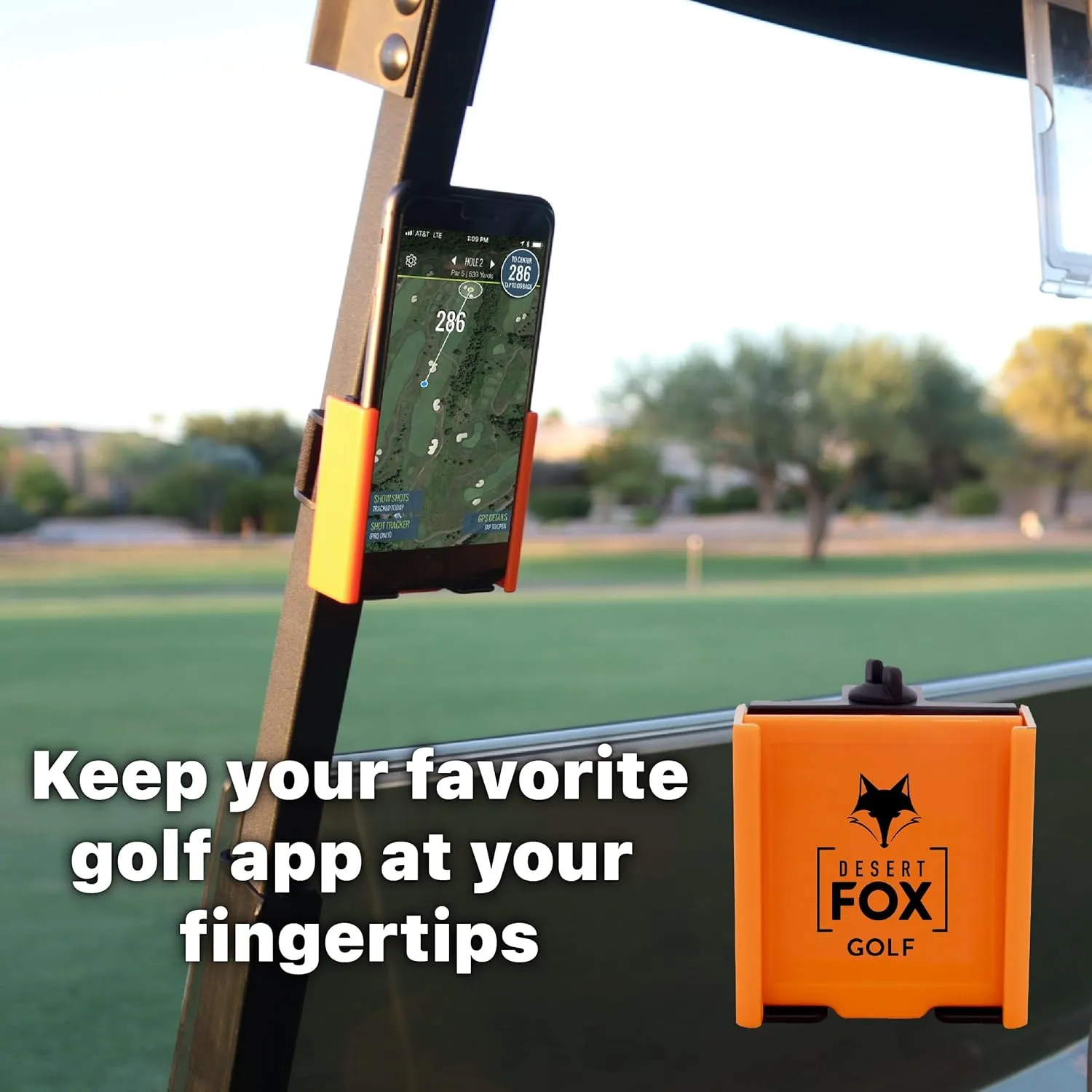 Desert Fox Golf Michigan State Phone Caddy – Adjustable Golf Cart Phone Holder with Secure Strap for Hands-Free GPS & Golf Apps – Universal Fit, Officially Licensed