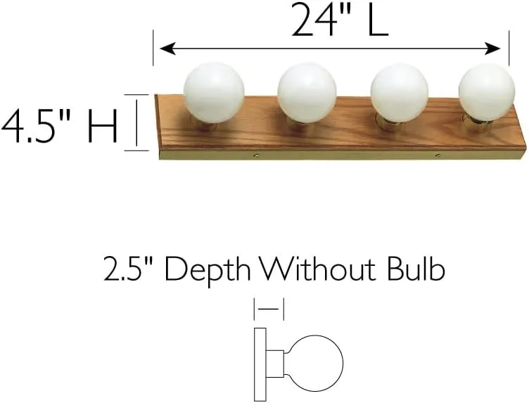 Design House 500207 4-Light Vanity Strip Light Contemporary Dimmable for Bathroom, Bedroom, Makeup Vanity, Honey Oak