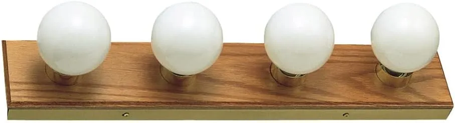 Design House 500207 4-Light Vanity Strip Light Contemporary Dimmable for Bathroom, Bedroom, Makeup Vanity, Honey Oak