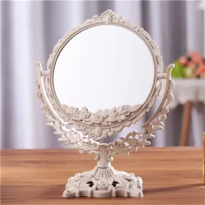 Desktop Makeup Mirror European-Style Mirror Double Sided Backlit Dormitory Beauty Tools Cosmetic Mirror (Color : B, Size : One Size)