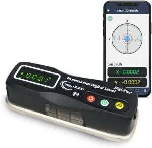 Digi-Pas 2-Axis Smart Master Precision Level DWL1500XY Bluetooth, 0.0002"/ft (0.02 mm/M), Black