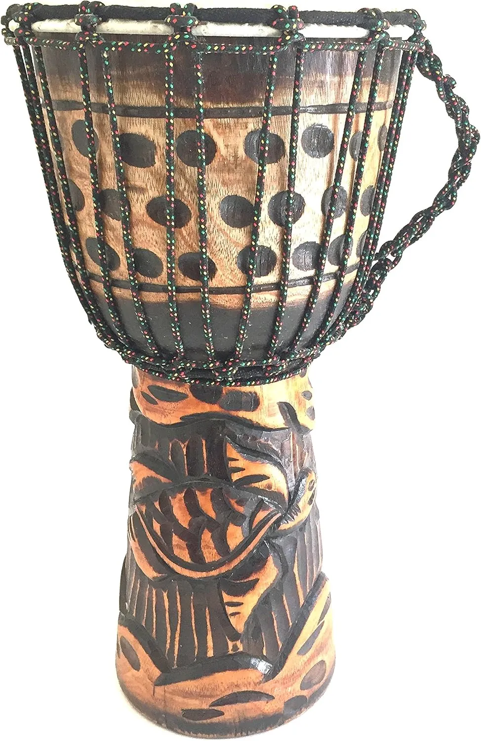 Djembe Drum Deep Carved Djembe Bongo Congo SOLID WOOD Percussion Drum - XL SIZE - 20" - PROFESSIONAL QUALITY/SOUND - JIVE BRAND (Turtle)