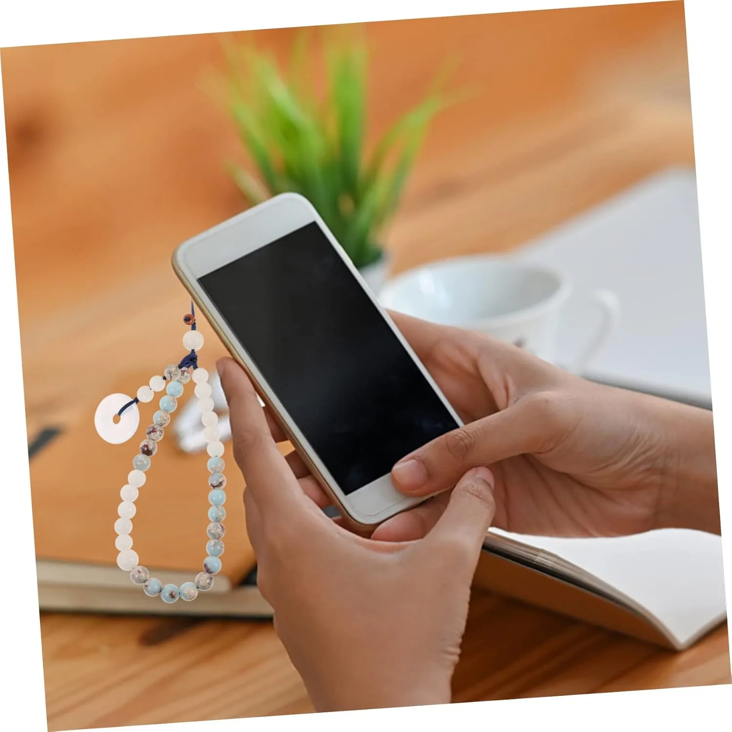 DOITOOL Jade Phone Chain Rope Chinese Style Detachable Short Wrist Strap for Cell Phone for Organizing and