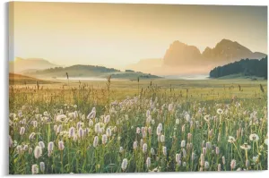 Dolomite Sassolungo Alpine Meadow Sunrise Room Aesthetics Posters Canvas Posters Bedroom Decoration Sports Office Decoration Gifts Wall Art Decoration Printing Posters 12x18inch(30x45cm)