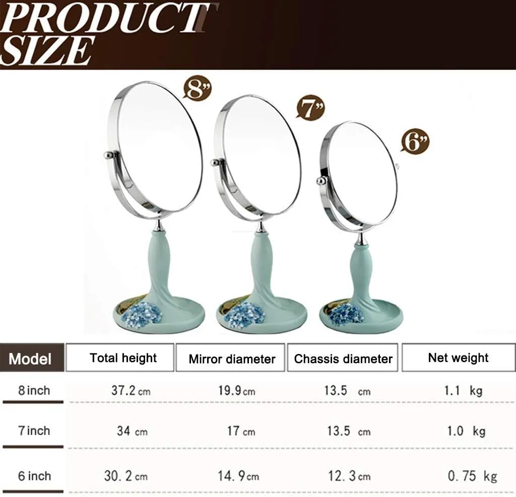 Double-Sided Large Desktop High-Definition Makeup Mirror Portable PrincesDressing Mirror Beauty Salon Folding Small Mirror 6/7/8 Inch (A 6 inch(15.24 cm))