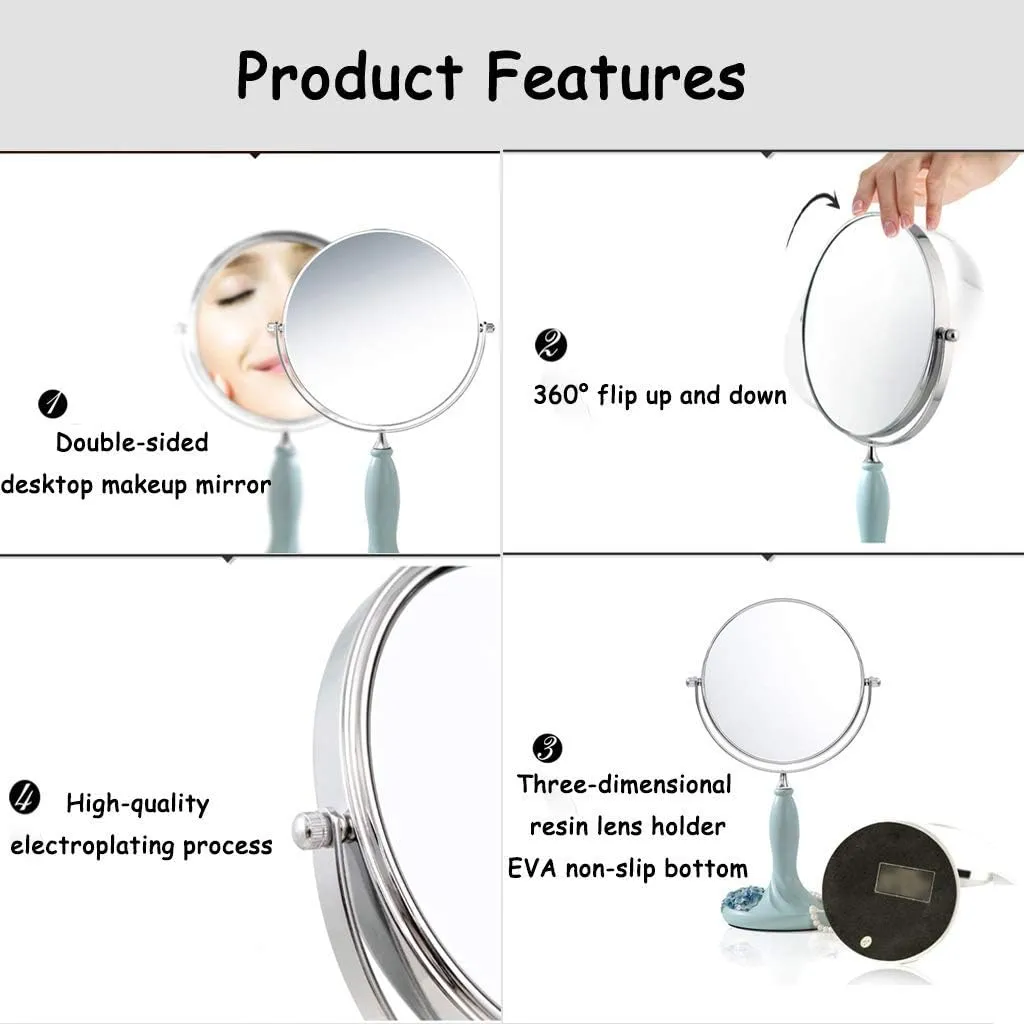 Double-Sided Large Desktop High-Definition Makeup Mirror Portable PrincesDressing Mirror Beauty Salon Folding Small Mirror 6/7/8 Inch (A 6 inch(15.24 cm))