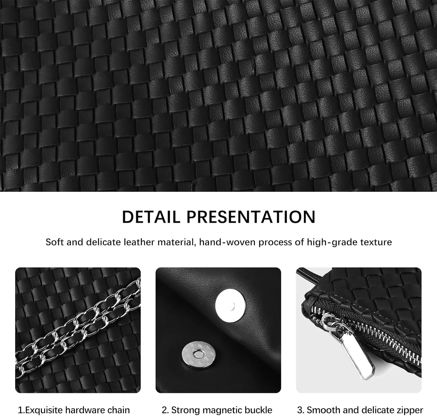 Drawstring Bag for Women Leather Tote Large Capacity Travel Handbag and Purse Foldable Handmade Woven Shoulder Bag
