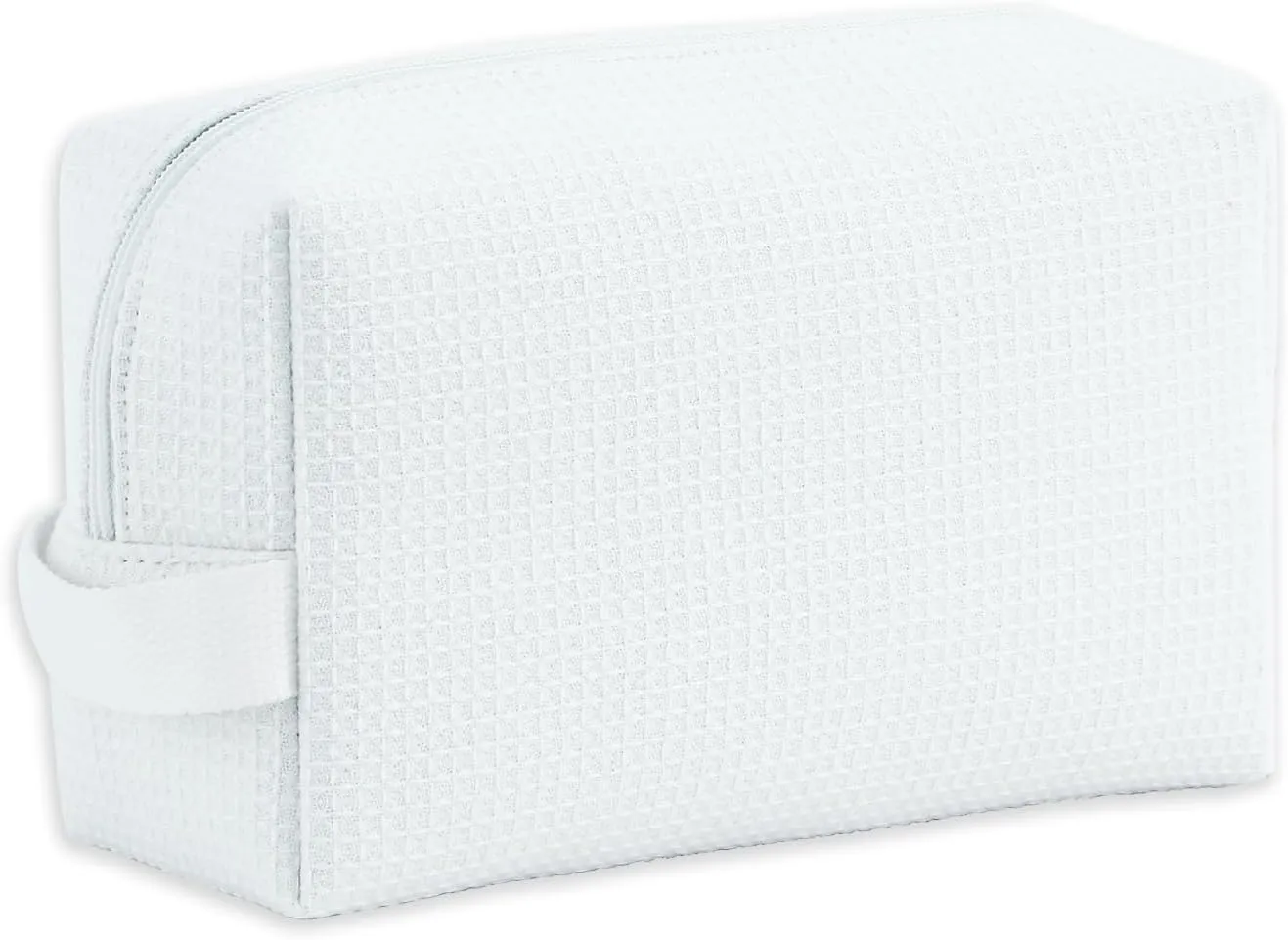 DYSHAYEN Waffle Makeup Pouch Bag, Small Travel Cosmetic Bag, Gifts for Women Bridesmaid,Wedding,Christmas (White)