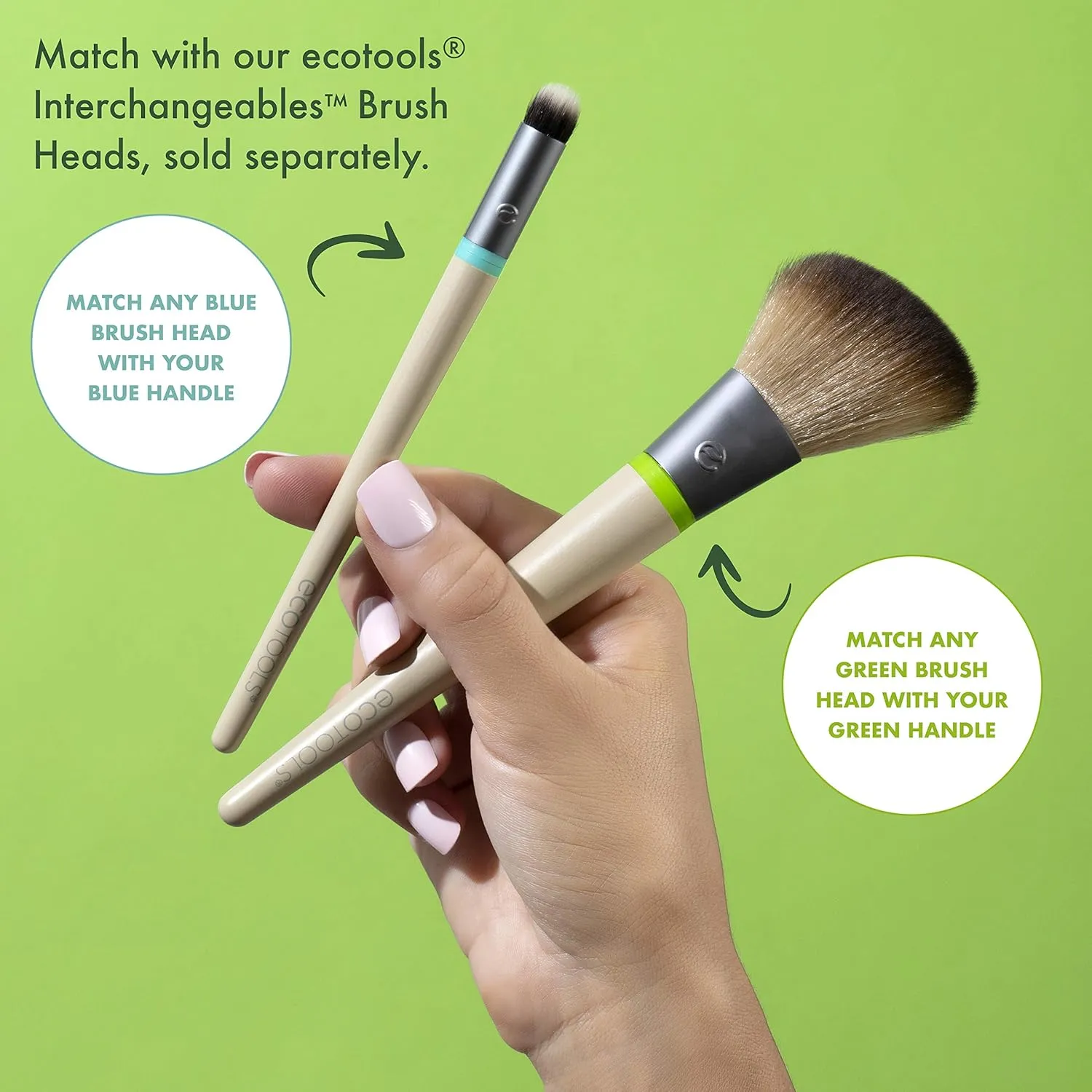 EcoTools Interchangeables Total Renewal Eye Makeup Brush Kit, Customizable Makeup Brushes for Eyeshadow, Travel-Friendly Kit, Eco-Friendly Synthetic Bristles, Cruelty Free & Vegan, 9 Piece Set