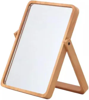 Elegant Desk Makeup Mirror Magnifying Glass Wooden Frame Desk Mirror for Women Girls Stereo