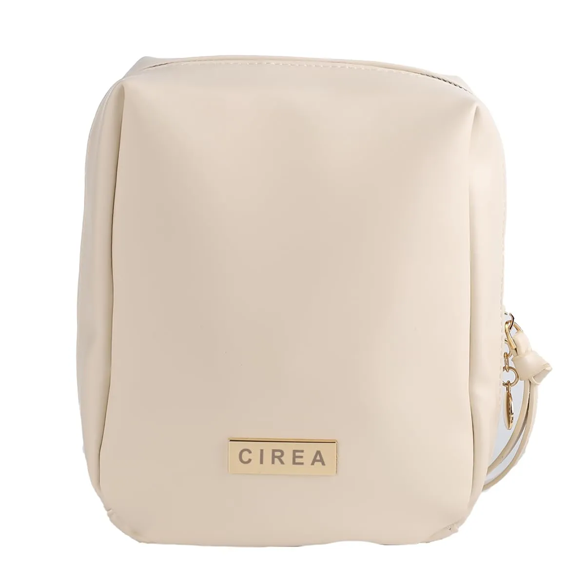 Elegant Portable Puffer Cosmetic Bag for Women with Compartments Large Capacity Travel Makeup Bag for Purse (Beige)