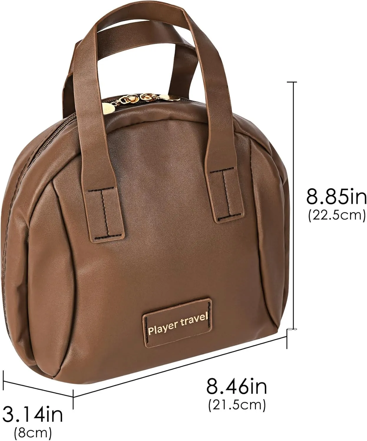 Elegant Portable Shell Cosmetic Bag Storage Bag with Handle for Women with Compartments Large Capacity Travel Makeup Bag for Storage (Brown)