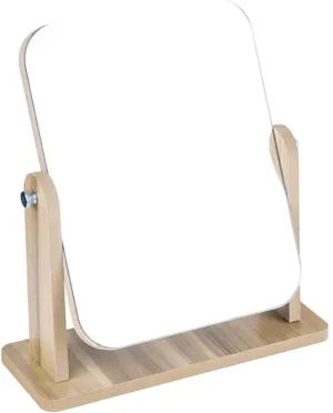 Elegant Wooden Frame Makeup Mirror Rotating Desktop Mirror for Women for Quick Touch-ups