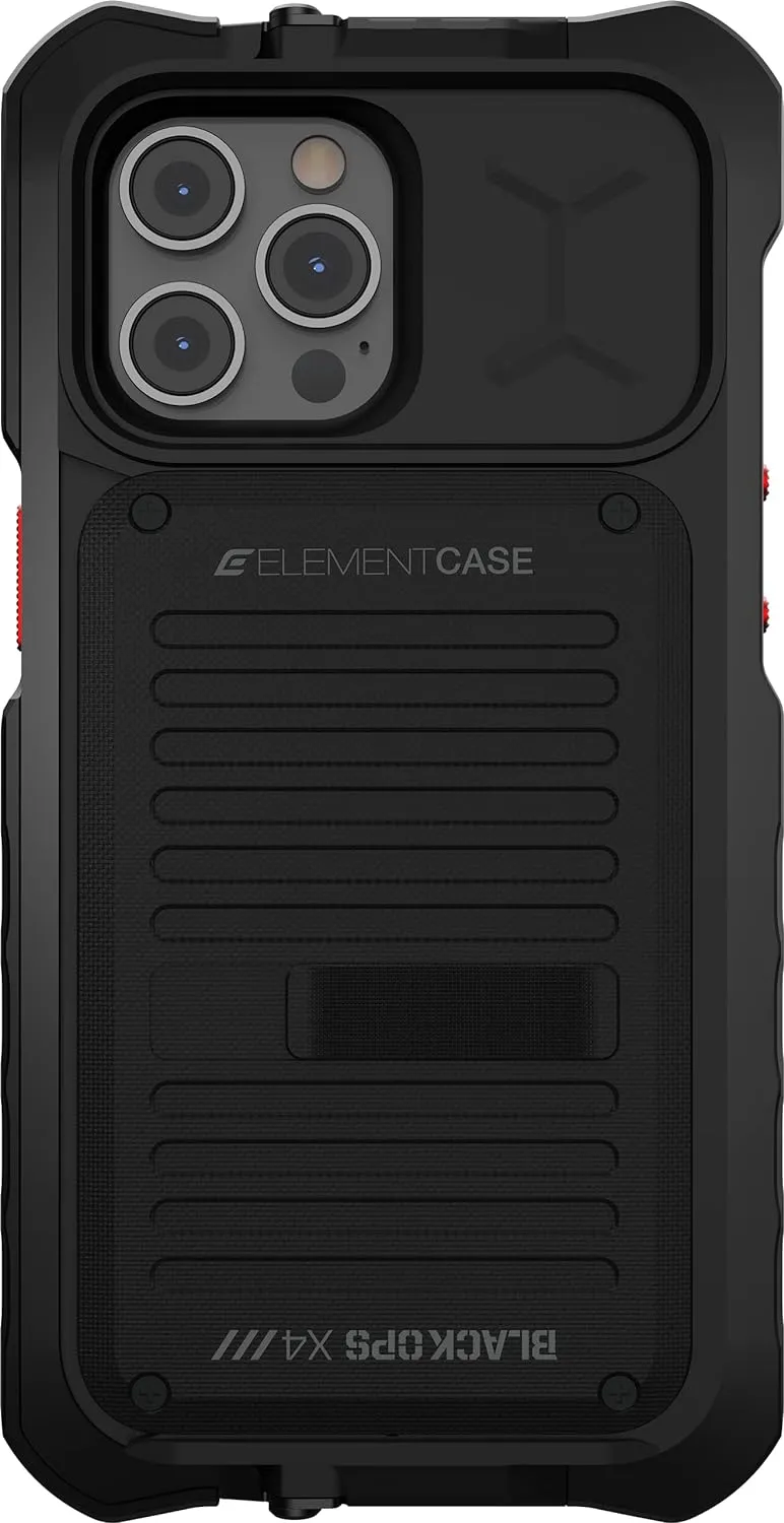 Element Case Black Ops for iPhone 13 Pro - Aggressively Rugged, Tactical, and Shockproof iPhone 13 Pro Case with Wallet/Card Holder and Mechanical Kickstand - Black (EMT-322-252FU-01)