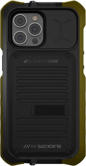 Element Case Black Ops for iPhone 13 Pro Max - Aggressively Rugged, Tactical, and Shockproof iPhone 13 Pro Max Case with Wallet/Card Holder and Mechanical Kickstand - OD Green (EMT-322-252FV-02)
