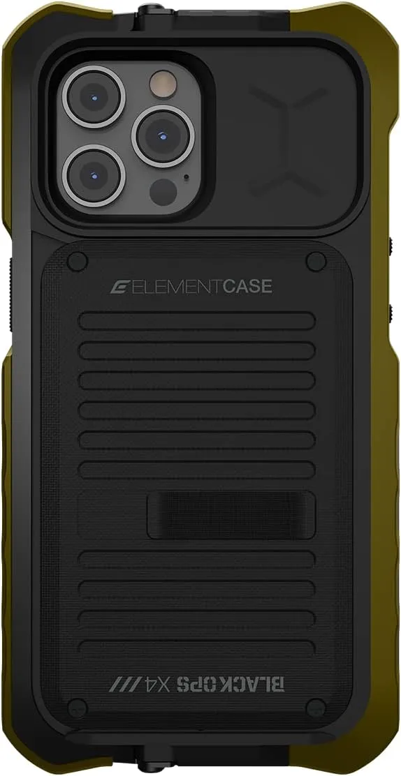 Element Case Black Ops for iPhone 13 Pro Max - Aggressively Rugged, Tactical, and Shockproof iPhone 13 Pro Max Case with Wallet/Card Holder and Mechanical Kickstand - OD Green (EMT-322-252FV-02)