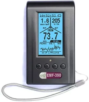 EMF Meter EMF Detector GQ EMF-390 Tri-Field Electromagnetic Radiation Detector 3-in-1 RF meter 5G Cell Tower Wifi 10G & Data Log 2.5G Spectrum Analyzer Radio Frequency Detector Ghost Hunting Equipment